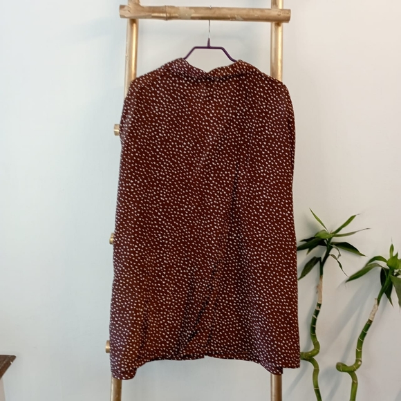 Brown Satin Oversized Plus Shirt - Picture 4 of 13